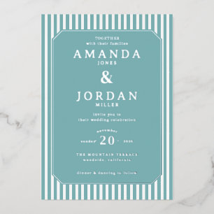 En Aluminium Faire invitation de mariage géométrique sarcelle