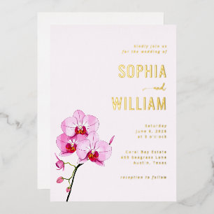 En Aluminium Faire invitation de mariage orchidée rose tendre