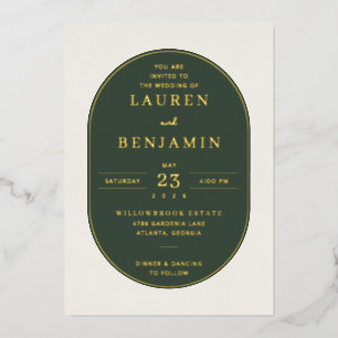 En Aluminium Faire invitation de mariage ovale vert élégant