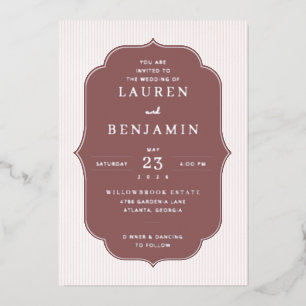 En Aluminium Faire invitation de mariage rayée bordeaux