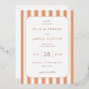 En Aluminium Faire invitation de mariage rayée pêche