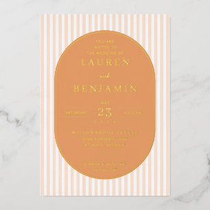 En Aluminium Faire invitation de mariage rayée pêche élégante