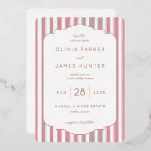 En Aluminium Faire invitation de mariage rayée rose élégante