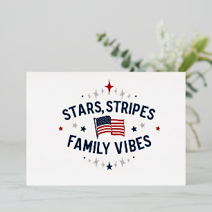 En Aluminium Famille 4 juillet Fête Invitation Cute USA