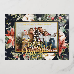 En Aluminium Feliz Navidad   Carte de vœux photo au poinsettia 