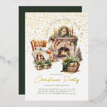 Fêtes de Noël cosy Foil Invitation