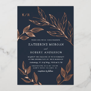 En Aluminium feuillage luxueux et élégant mariage invitation