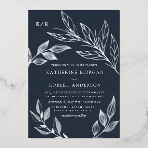 En Aluminium feuillage luxueux et élégant mariage invitation