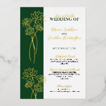 Fleurs d'or Mariage photo vert Invitation à huile