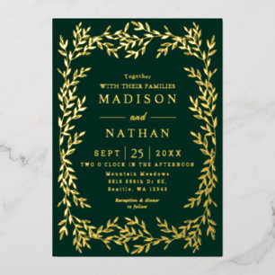 En Aluminium Floral Gold Victorian Mariage Foil Invitation
