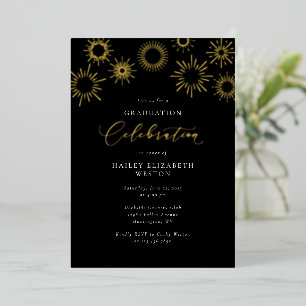En Aluminium Foil Fireworks Graduation Party Invitation Card