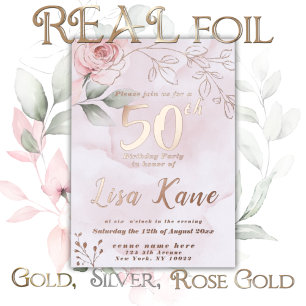 En Aluminium Foil Rose Anniversaire Invitation Foil Invitation 