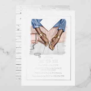 En Aluminium Glam Chic Fashion Show Foil Invitation