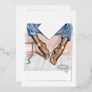 En Aluminium Glam Chic Fashion Show Foil Invitation