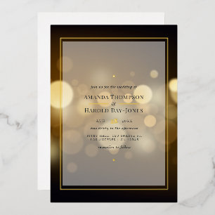 En Aluminium Gold Bokeh Mariage Foil Invitation