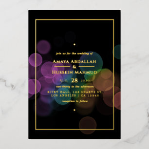 En Aluminium Gold Bokeh Mariage Foil Invitation
