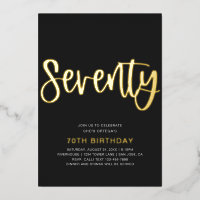 Gold Foil 70e anniversaire Invitation | Seventies