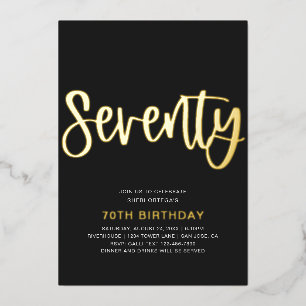 En Aluminium Gold Foil 70e anniversaire Invitation   Seventies