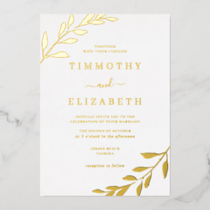 En Aluminium Gold Leaf Elegant Mariage Foil Invitation