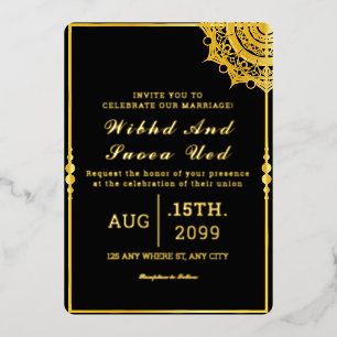En Aluminium Gold Luxury Invitation Card Gold Foil Vector