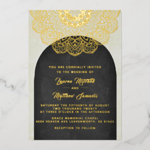 En Aluminium Gold Mandala Mariage Foil Invitation