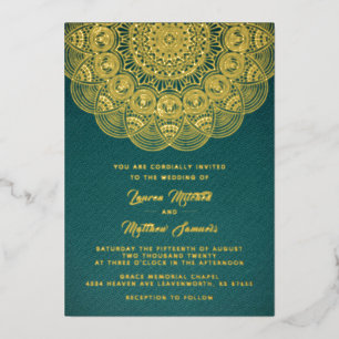 En Aluminium Gold Mandala Mariage Foil Invitation
