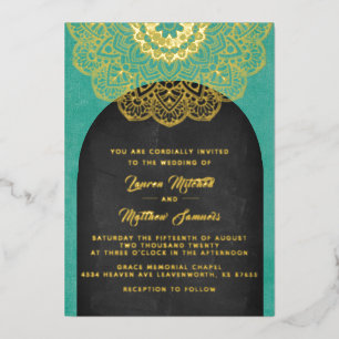 En Aluminium Gold Mandala Mariage Foil Invitation