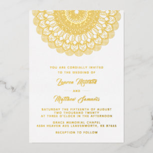 En Aluminium Gold Mandala Mariage Foil Invitation