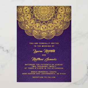 En Aluminium Gold Mandala Mariage Foil Invitation