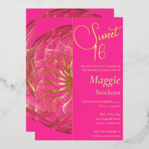 En Aluminium Gold Sweet 16 Invitation