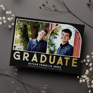 En Aluminium Gras Black Graduation Arch Photo Foil Invitation