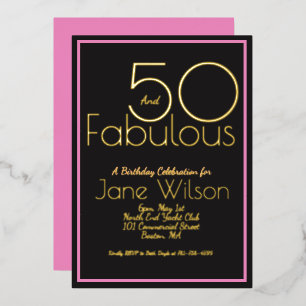 En Aluminium Invitation 50 ans et anniversaire fabuleux écritur