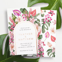 Invitation à huile de Mariage tropical floral