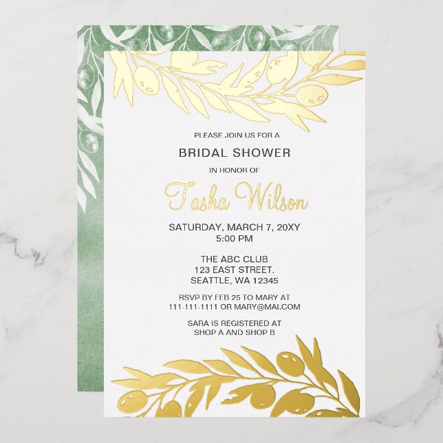 En Aluminium Invitation à la douche de nuptiale de la branche d (Recto/Verso)