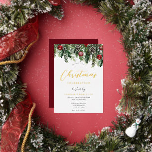 En Aluminium Invitation à la fête de Noël Gold Festive