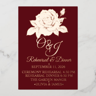 En Aluminium Invitation à la répétition de mariage Rose Bourgui