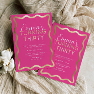 En Aluminium Invitation à l'huile d'anniversaire rose chaud