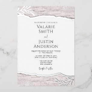 En Aluminium Invitation à l'huile de Mariage de Birch Rustique