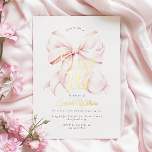 En Aluminium Invitation à l'huile de Sweet sixteen rose Bow