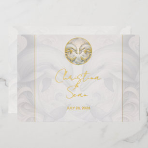 En Aluminium Invitation à l'huile d'or Mariage Whimsy moderne