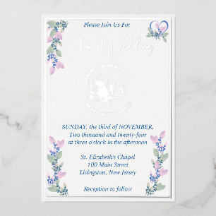 En Aluminium Invitation à l'huile Mariage Floral Rose et Sage