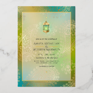 En Aluminium Invitation à l'huile turquoise et à l'huile d'or M
