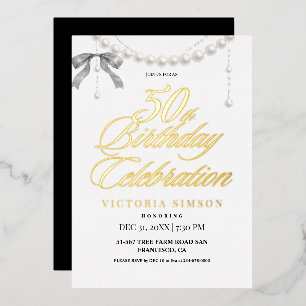 En Aluminium Invitation anniversaire 50 ans noir et blanc moder