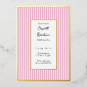 En Aluminium Invitation Anniversaire 50 ans Rayures Rose Minima