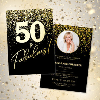En Aluminium Invitation anniversaire photo fabuleuse avec feui
