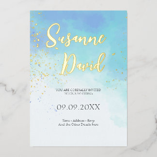 En Aluminium Invitation Aquarelle et Feuille de Metal