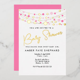 En Aluminium Invitation Baby Shower Lumières - Jaune & Vert