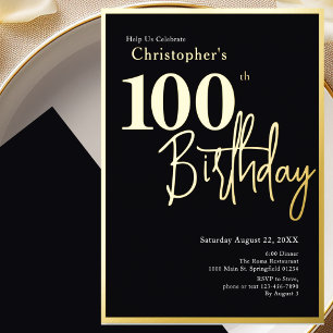 En Aluminium Invitation d'anniversaire 100 ans moderne à feuill