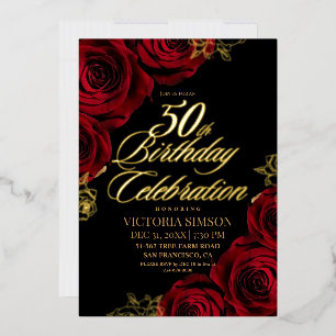 En Aluminium Invitation d'anniversaire cinquantième 50 ans Fleu