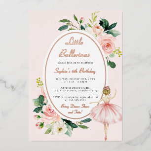 En Aluminium Invitation d'anniversaire de ballerine florale ros
